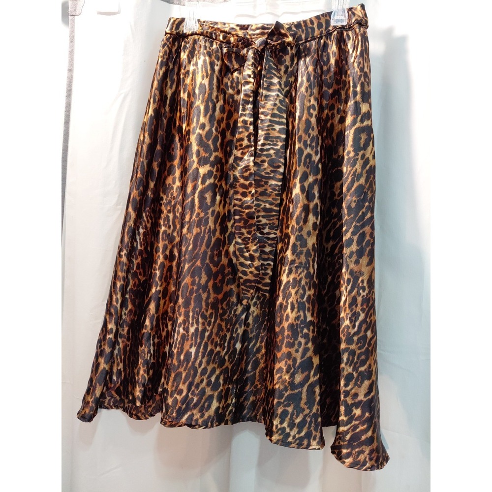 Women's Y2k 90s Animal Print Fit & Flare‎ Satin Midi Skirt
